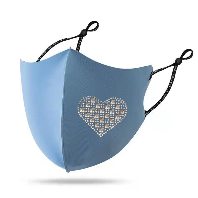 Nuovi accessori estivi Questa crema solare traspirante è una maschera per il viso in cotone di seta color pesca cuore diamante_voghion.com