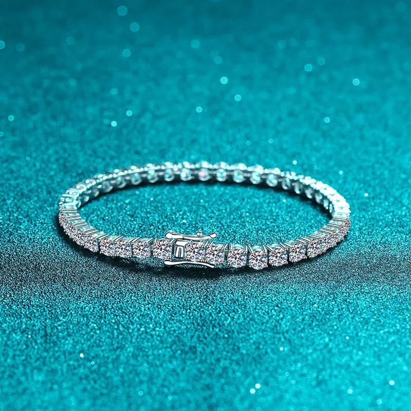 Iced Out Pass Dia Tester VVS női Sterling Sier Labban termesztett moissanite tenisz karkötő_voghion.com