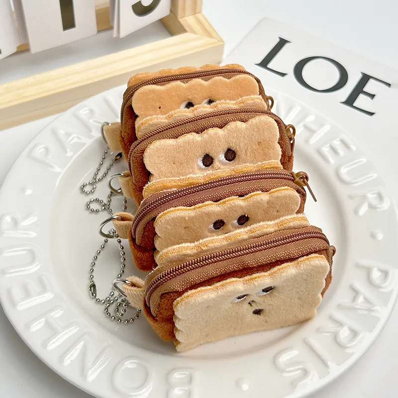 Kawai Biscuit Coin Bags Headphone Organizer Key Cards Storage Bag Kid Schoolbag Pendant_voghion.com