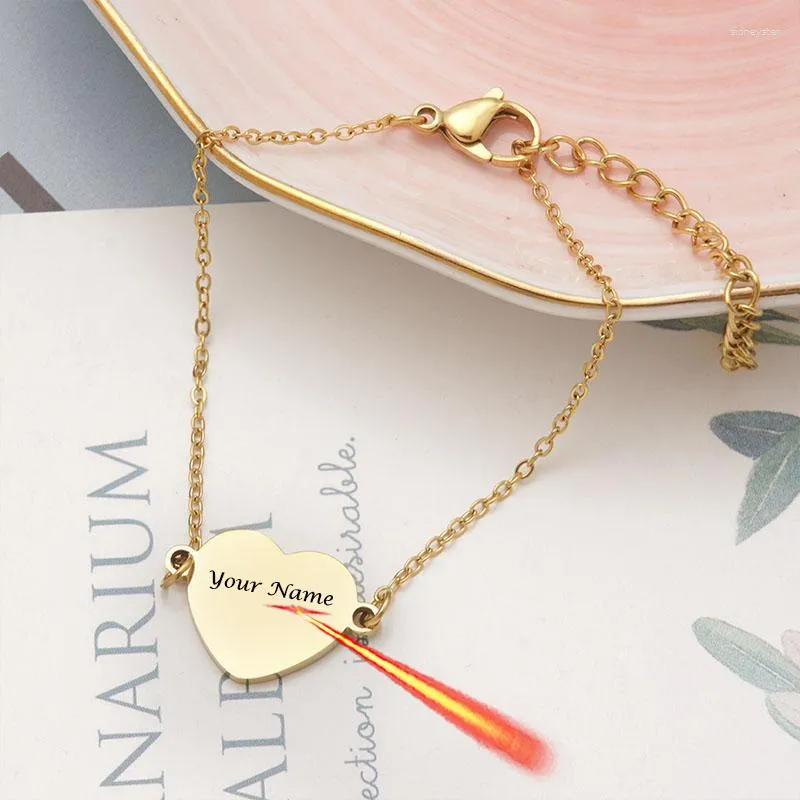 Pulseiras de charme Pulseira de coração personalizada personalizada para mulheres Pingentes de aço inoxidável Joias gravadas_voghion.com