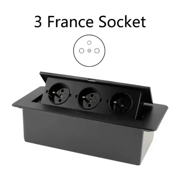 Prise escamotable pour plan de travail avec triple connexion_voghion.com