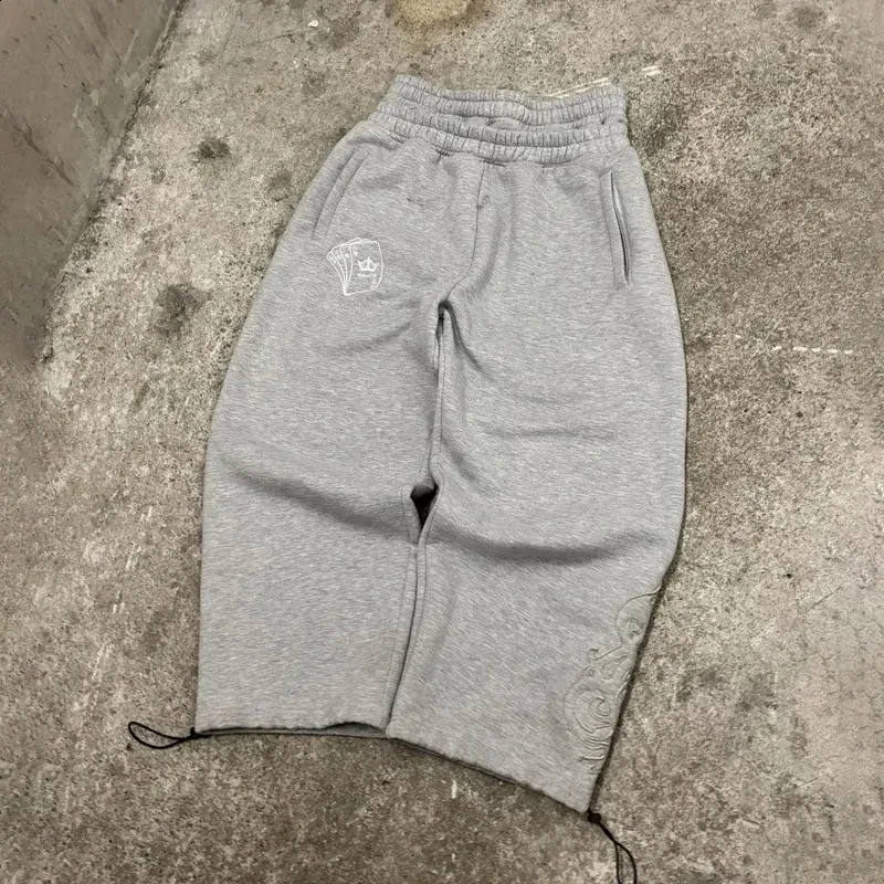 Y2K Retro Men Jogging Pants Double Waist Poker Embroidery Unisex Sweatpants Gothic Hip Hop Streetwear Casual Baggy_voghion.com