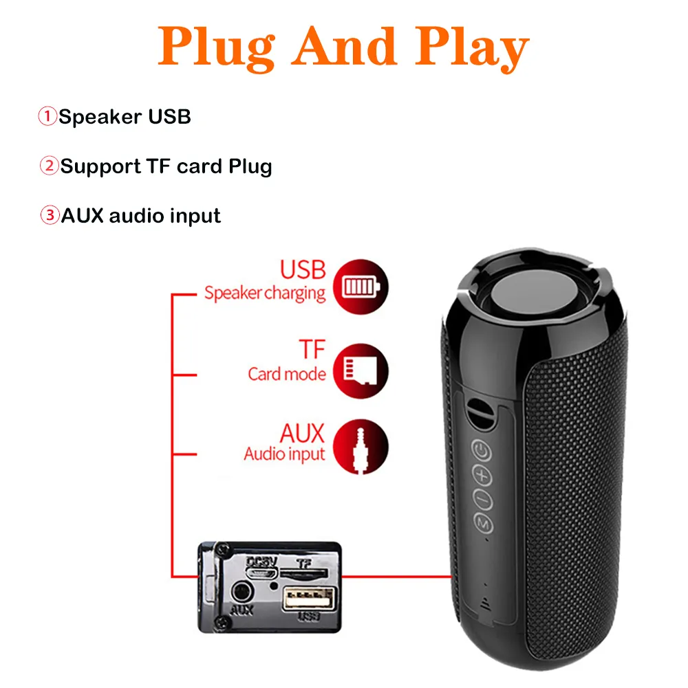 Waterproof Speakers Outdoor TG117 Portable Bluetooth-compatible Wireless Bass Column Computer Sound Box Radio USB_voghion.com