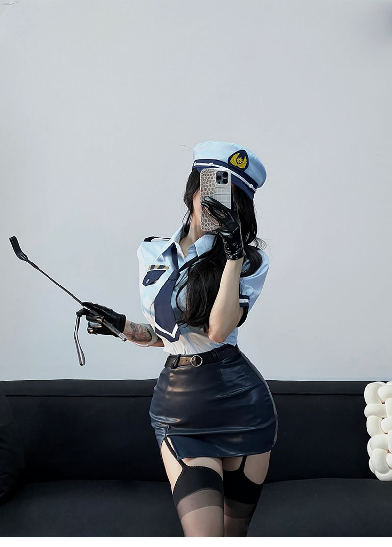 Déguisement sexy de policière de style marine, costume de cosplay pur désir, hôtesse de l'air de la cour de nuit, secrétaire, uniforme taille reine_voghion.com