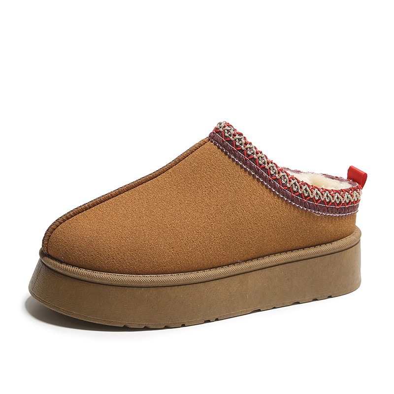 Bottes de neige à enfiler pour femmes, chaussures d'hiver à bout fermé, chaussures chaudes rembourrées en coton pour femmes