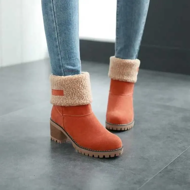 Womens Fur Snow 2023 Winter New Warm Wool Booties Ankle Boot Platform Shoes Turned-over Edge Casual Women Mid Boots_voghion.com