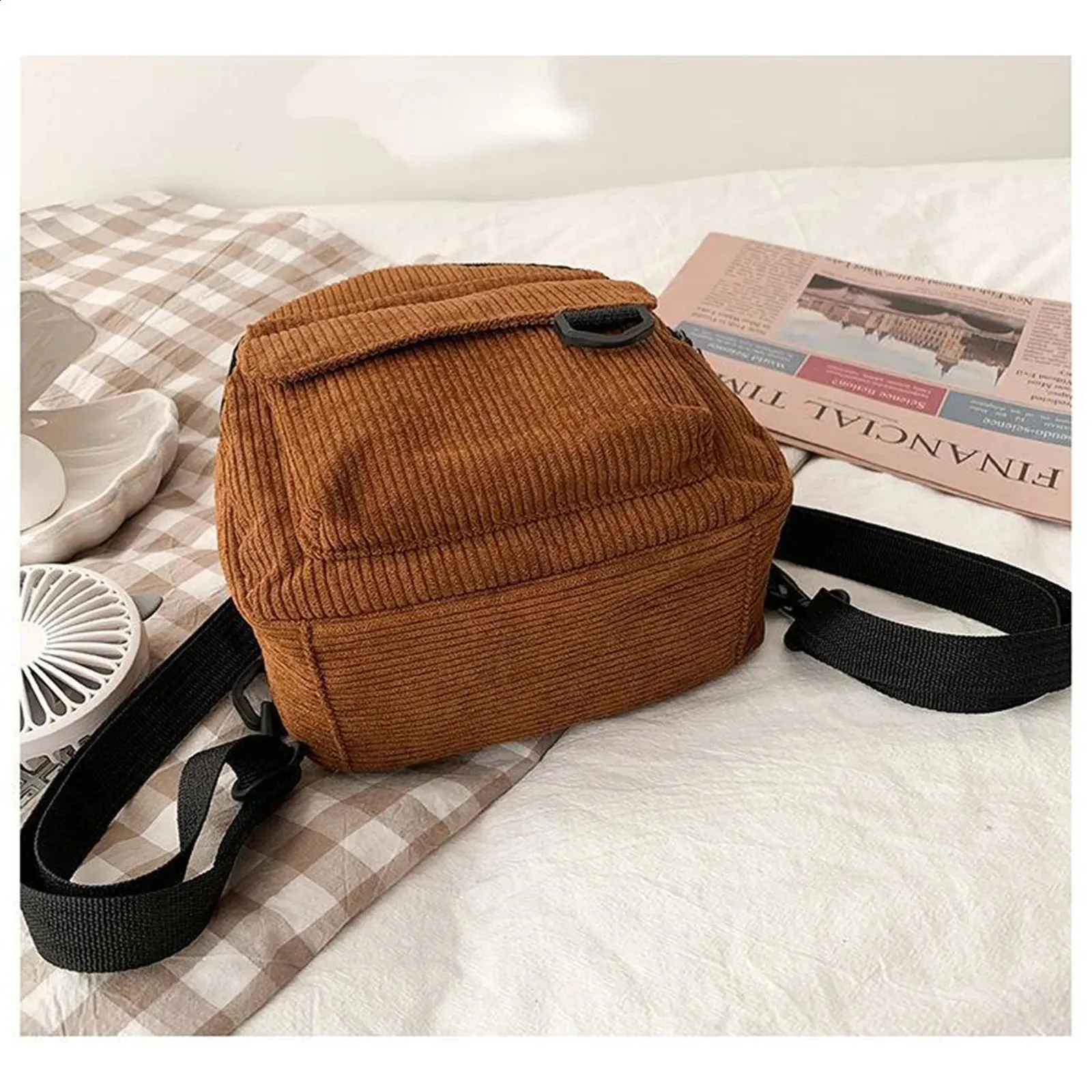 Mini-Rucksack für Damen, modisch, einfarbig, Cord, schlicht, lässig, für Reisen, große Kapazität, Schultasche für Damen 240820_voghion.com