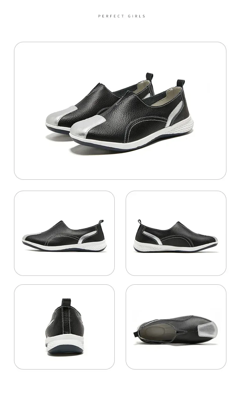 Genuine Leather Women 2024 Spring Autumn Slip-on Casual Flats Woman Fashion Loafer Ladies Shoes atos Mujer_voghion.com