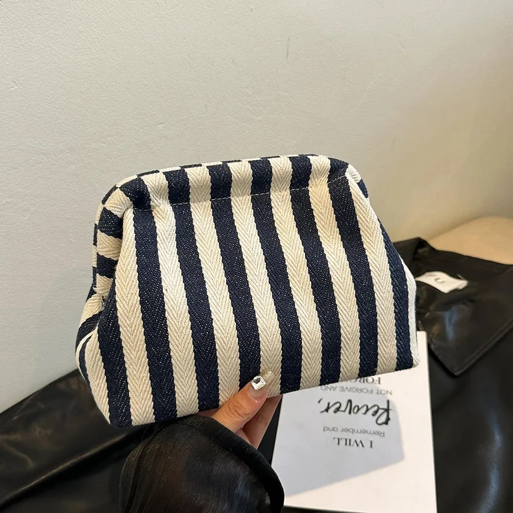Gehäkelte Canvas-Clutch für Damen, für den Sommer, Strand, gerüschte Wolkentasche, Farbblock, Abendhandtasche für Damen, 240827_voghion.com