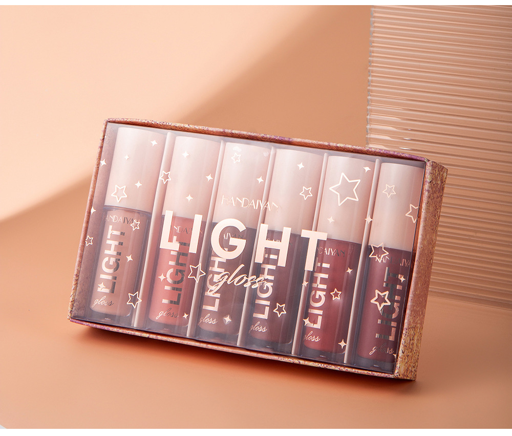 Confezione regalo di set di rossetti esplosivi HANDAIYAN con specchio in vetro laccato liquido lucido da 6 pezzi_voghion.com