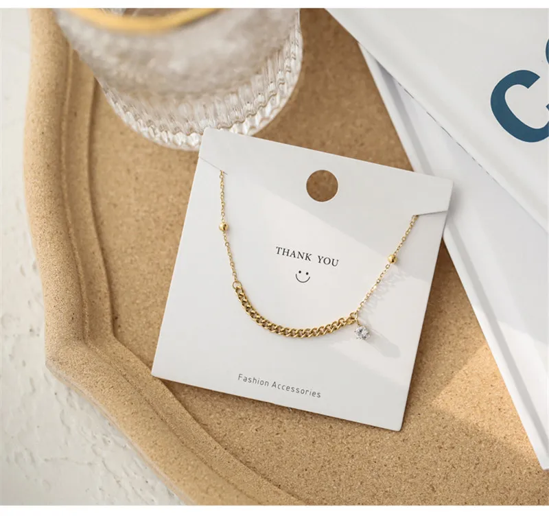 Pendant Necklaces YUN RUO 18 K Gold Plating Vintage Chain Zircon Necklace Fashion Titanium Steel Jewelry Woman Birthday_voghion.com