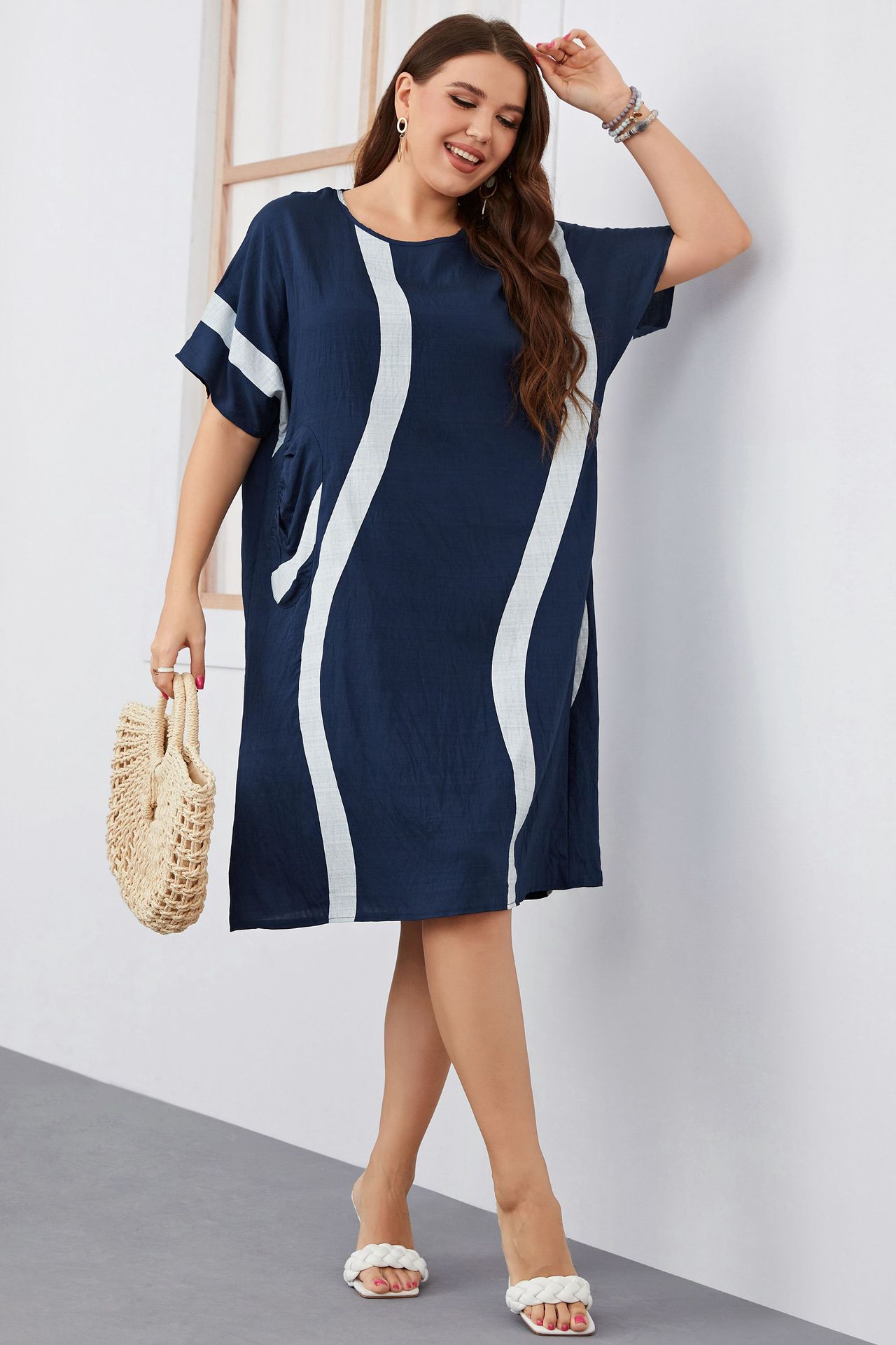 Women's short-sleeved large size loose dress _voghion.com