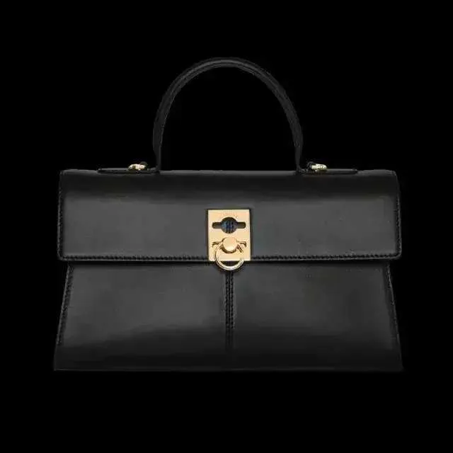 Stilvolle Umhängetasche für Damen, Designer-Umhängetasche mit Clamshell-Griff oben, Vollleder, mit Riegel, Umhängetasche, Ba241216_voghion.com