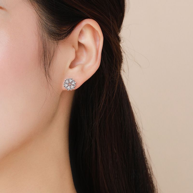 Sterling Silver Zircon Stud Earrings For Women Elegant Gift_voghion.com