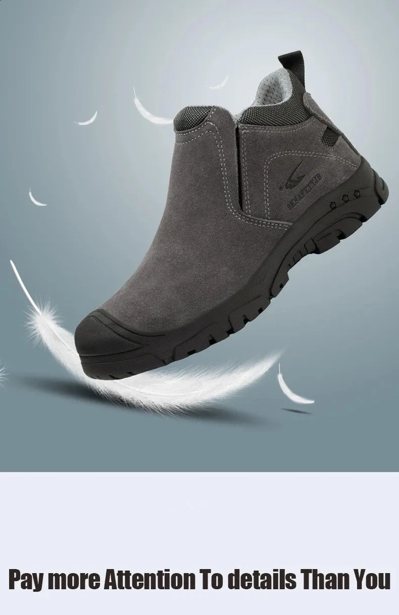 Chaussures de sécurité légères et antidérapantes pour hommes, avec embout en acier respirant et semelle en caoutchouc incassable, 240918_voghion.com
