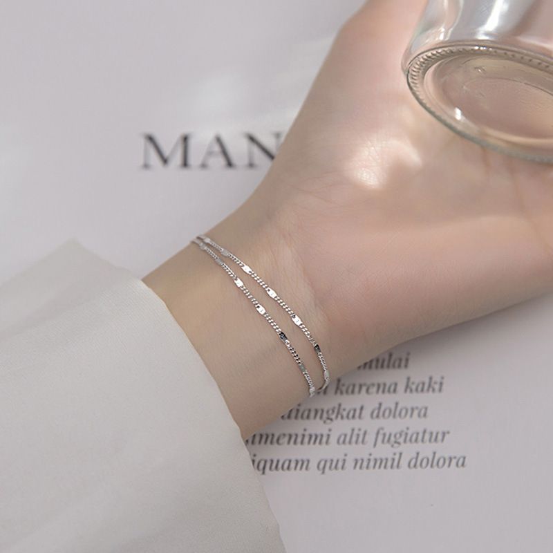 S Sier Simple Small Fresh Double Layer Bracelet Lady Temperament Niche Sweet Design Hand Jewelry_voghion.com