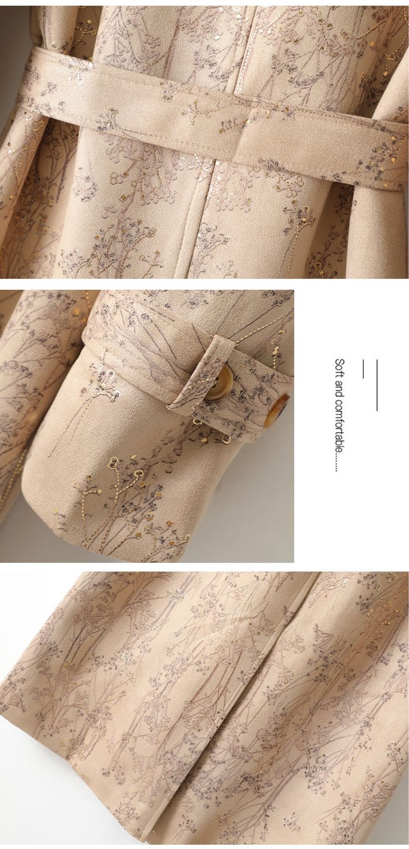 Women's autumn new style temperament fashion print over knee long windbreaker 6791_voghion.com