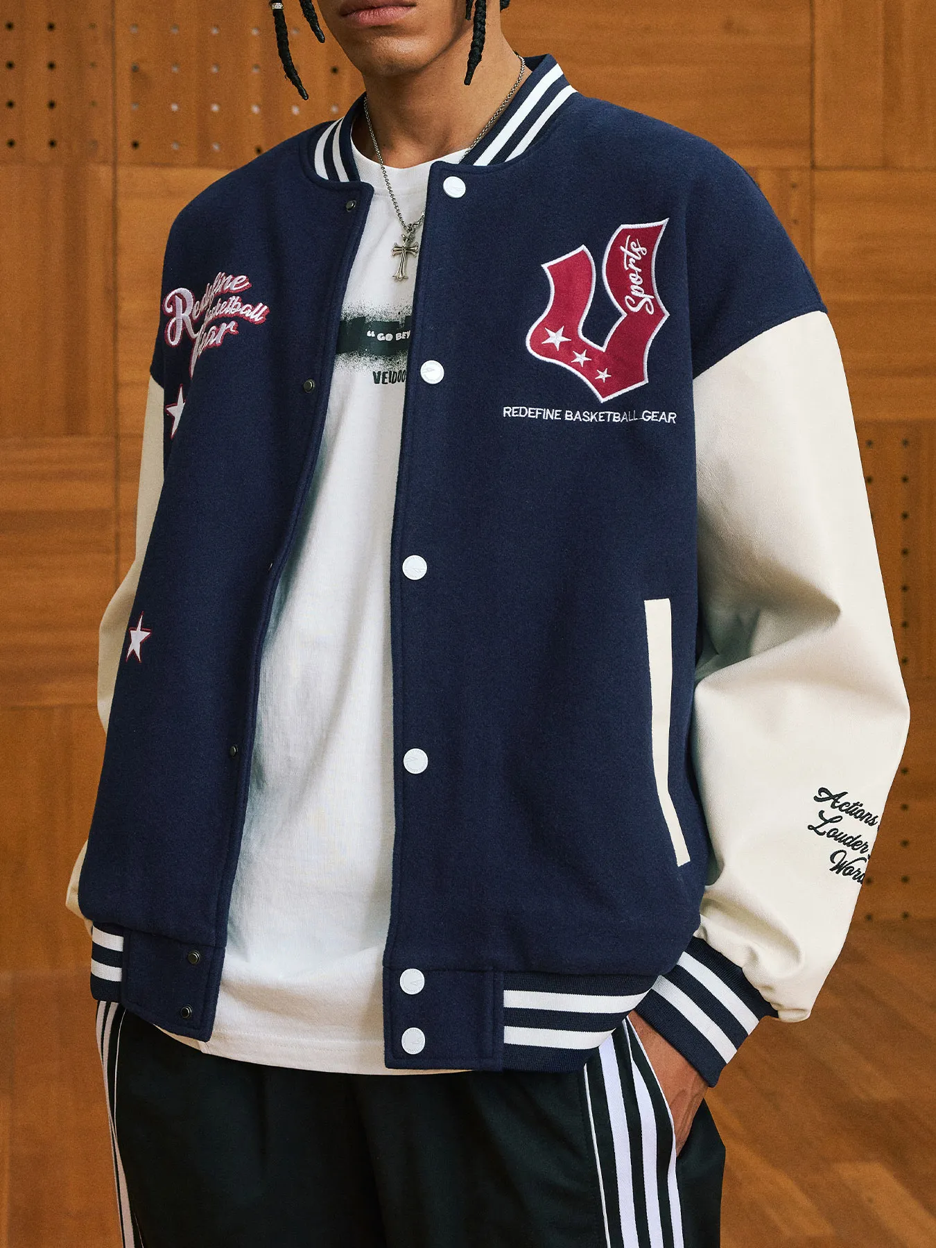 Veidoorn Preppy College-Jacke für Herren und Teenager, schicker Buchstabendruck, starke Stickerei, lässiger Baseball-Mantel für Herbst und Winter_voghion.com