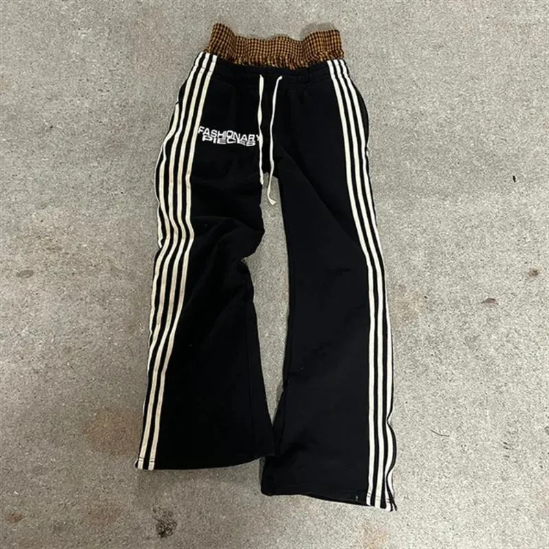 Férfi nadrág Férfi Y2K divat Egyszerű Csíkos Alkalmi Férfiaknak Retro Haruku Hip Hop Melegítőnadrág Laza Egyenes Magas Derekú_voghion.com