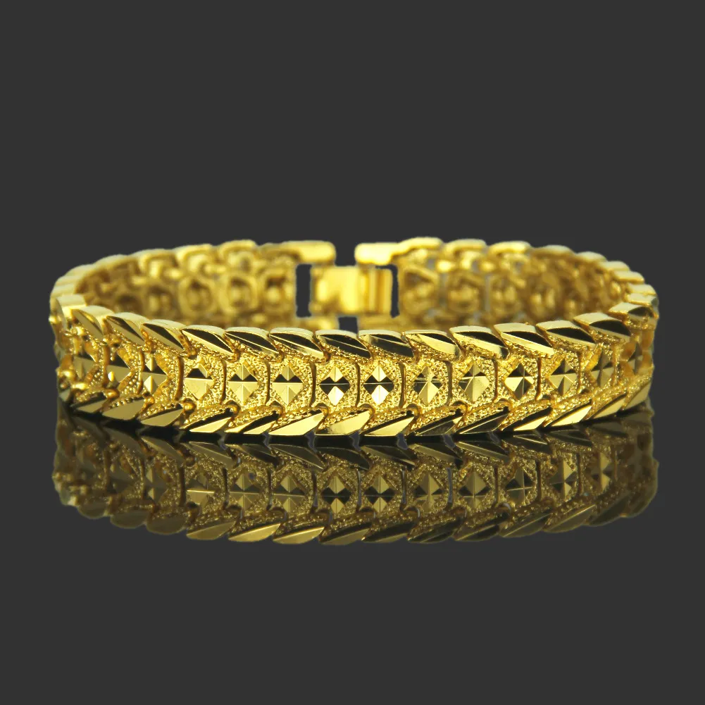 New Fashion 12MM Guys Gold Plated Vintage Wide Snake Chain Mens Bracelet Wristband Hip Hop Rapper Jewelry Birthday Gifts_voghion.com