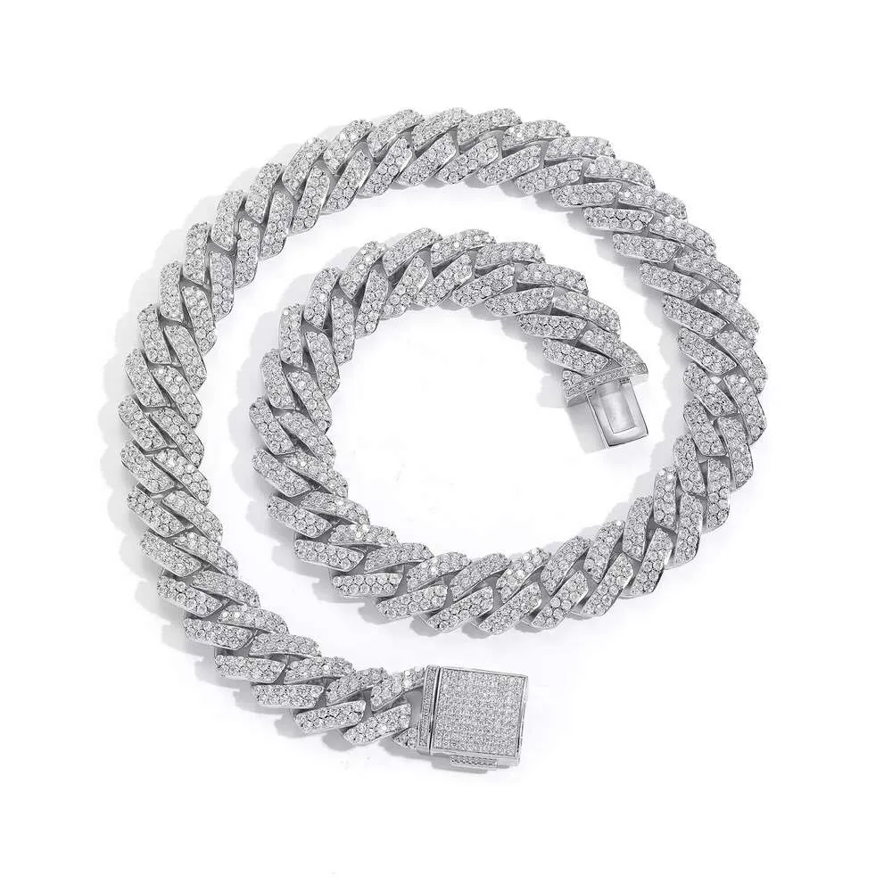 Designer Pass Collane di diamanti Miami Gioielli Hip Hop VVS Pietra Lucida 3 file Uomo Sterling Argento Collana Moissanite Cubana_voghion.com