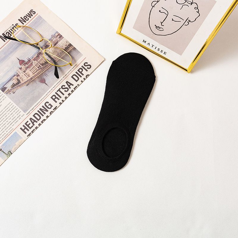 Calzini invisibili in cotone da uomo, in silicone, casual, antiscivolo, a bocca bassa, in tinta unita, in bianco e nero, per barche_voghion.com