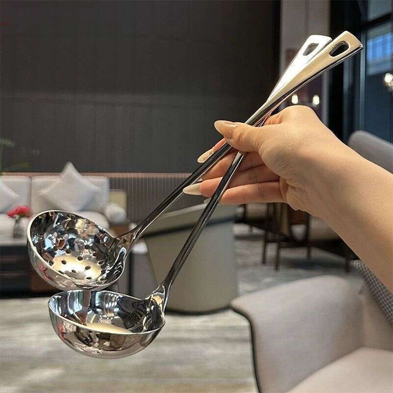 Thickened Stainless Steel Household Hot Pot Soup Kitchen Strainer Long Handled Large Spoon, High Appearance Soup,_voghion.com