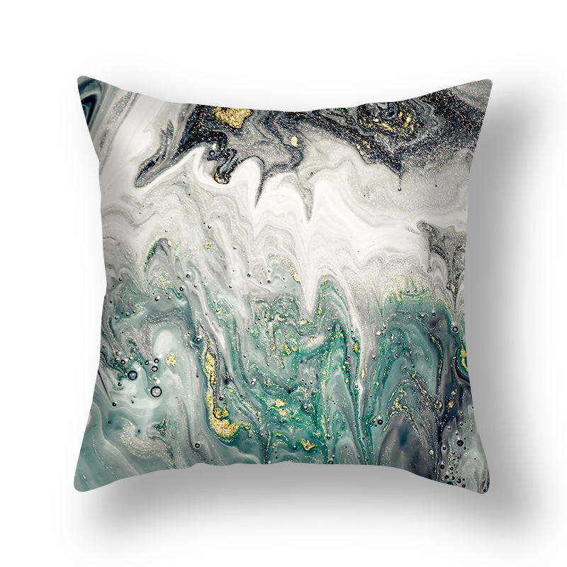 Nuovo cuscino astratto nordico oro verde dorato federa modello inchiostro divano soggiorno comodino_voghion.com