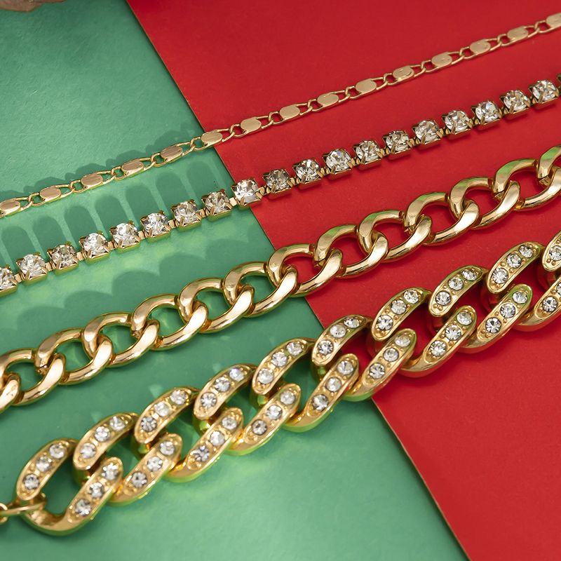 Pulsera lisa de metal apilable estilo navideño con hebilla cubana estilo hip hop para mujer_voghion.com