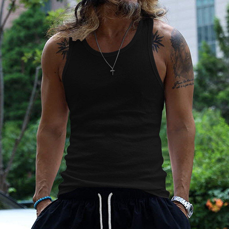 24 New American Herren Tank Top Slim Fit Freizeit Sport Herren Frühjahr/Sommer Unterteil Thread Tank Top_voghion.com