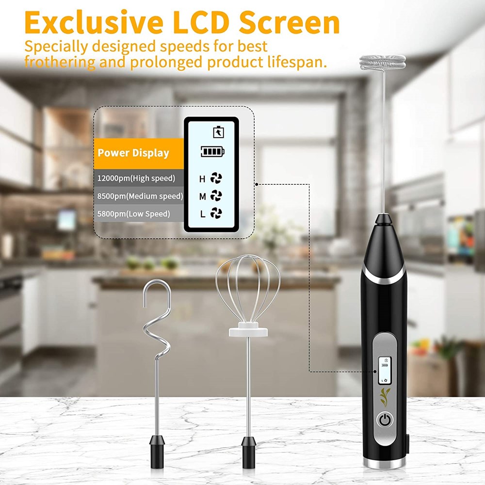 3 Modes Electric Handheld  Milk Frother Blender With USB Charger Bubble Maker Whisk Mixer For Coffee Cappuccino_voghion.com