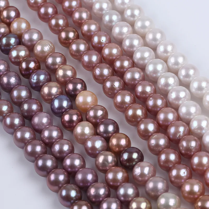 Chains 9-10mm Different Colors Edison Round Shape Freshwater Pearls Strand Wholesale_voghion.com