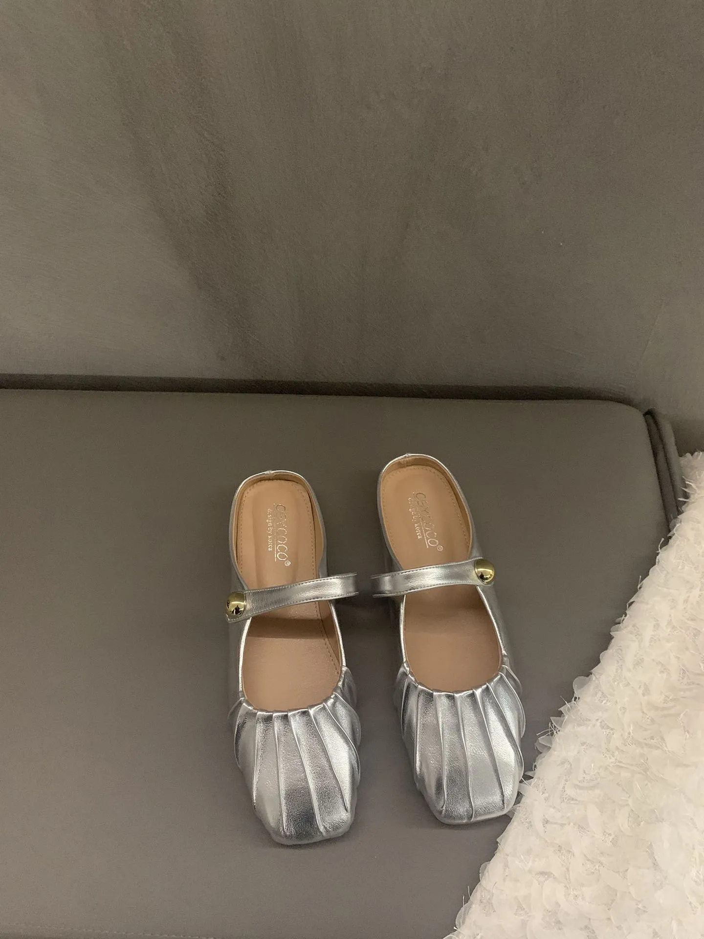 Baotou platta halva Sier tofflor med botten för att bäras utanpå nya sommar Mary Jane sandaler singelskor LHShoe_voghion.com