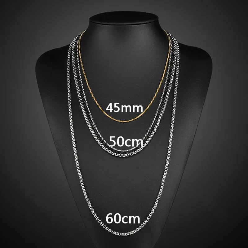 Großhandel 2mm 3mm Hip Hop vergoldet Männer Frauen Bulk Kette Halskette Edelstahl Runde Box Ketten Link für Schmuck_voghion.com