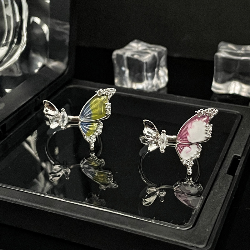 French new sweet and cool butterfly drop glaze opening for women's Instagram Cool style light luxury high-end_voghion.com
