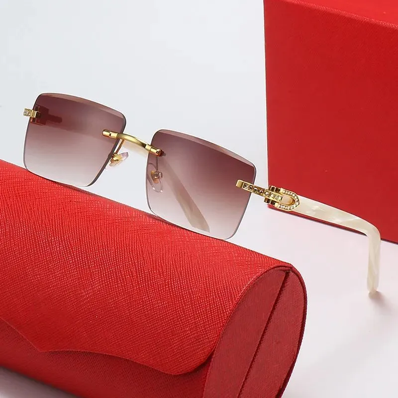 Quadratische Sonnenbrillen Brillengestelle Herren Designerbrillen für Damen Polarisierte Brillen Diamantschliff Randloser Holzrahmen_voghion.com