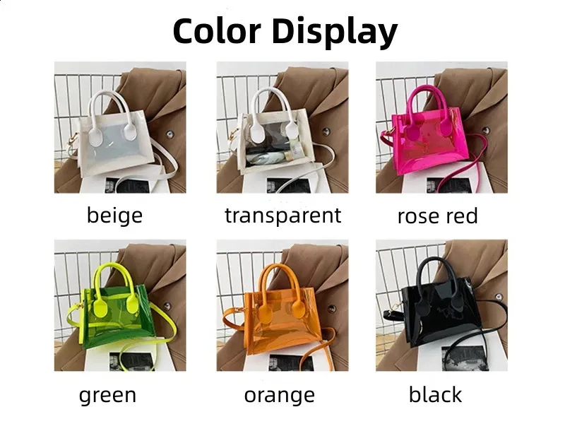 Mode PVC Zipfel Frauen Transparente Handtasche Dame Telefon Geldbörse Sommer Strand Klare Umhängetaschen 240826_voghion.com
