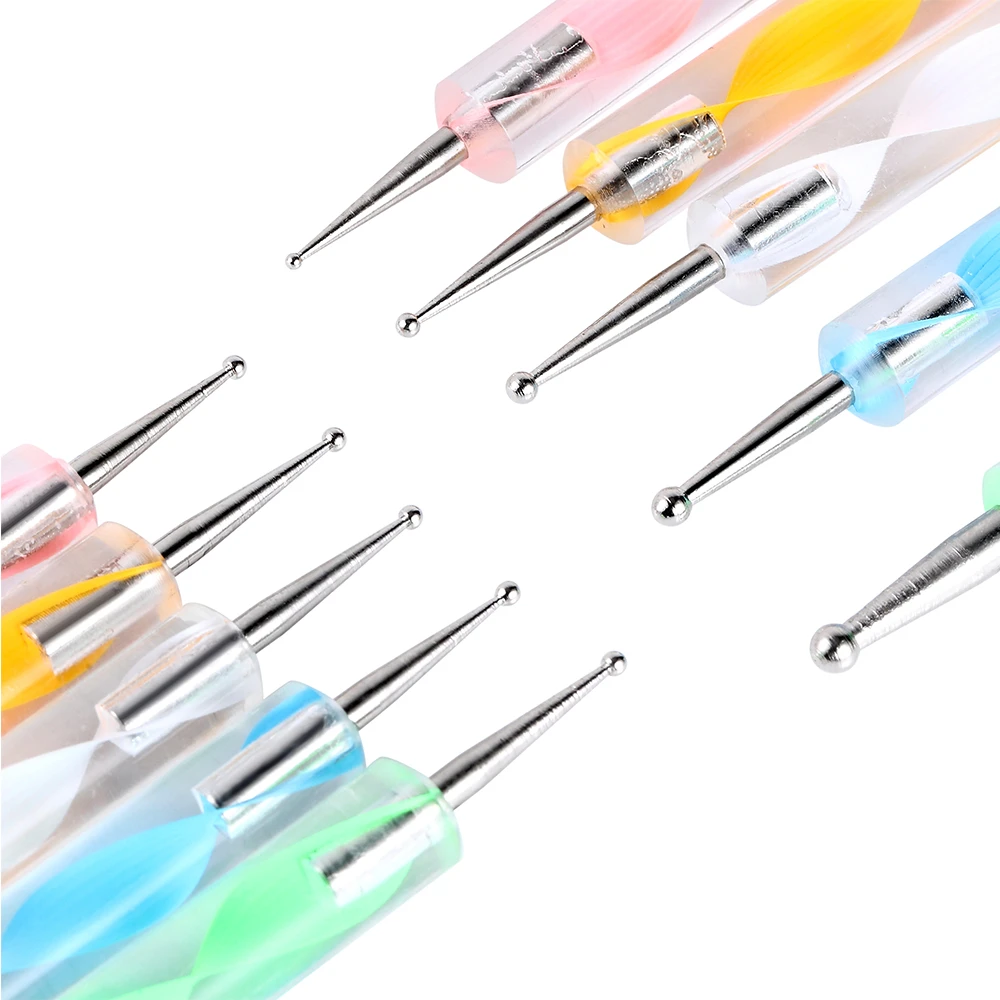 Arte Clavo 5 stks Professionele 2 way Puntjes Pen Nail Tool Nail Art Pen Set Voor UV Gel Nail schilderen Draw Borstel Steentjes Tool_voghion.com