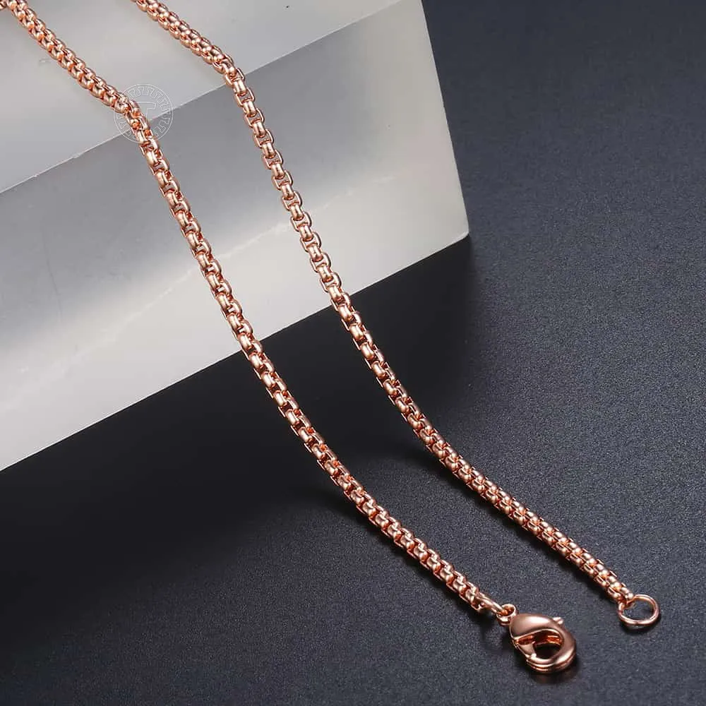 Chaînes Collier pour femme en acier inoxydable couleur or rose Chaîne à mailles pour femmes et hommes 18-24 pouces KKN555_voghion.com