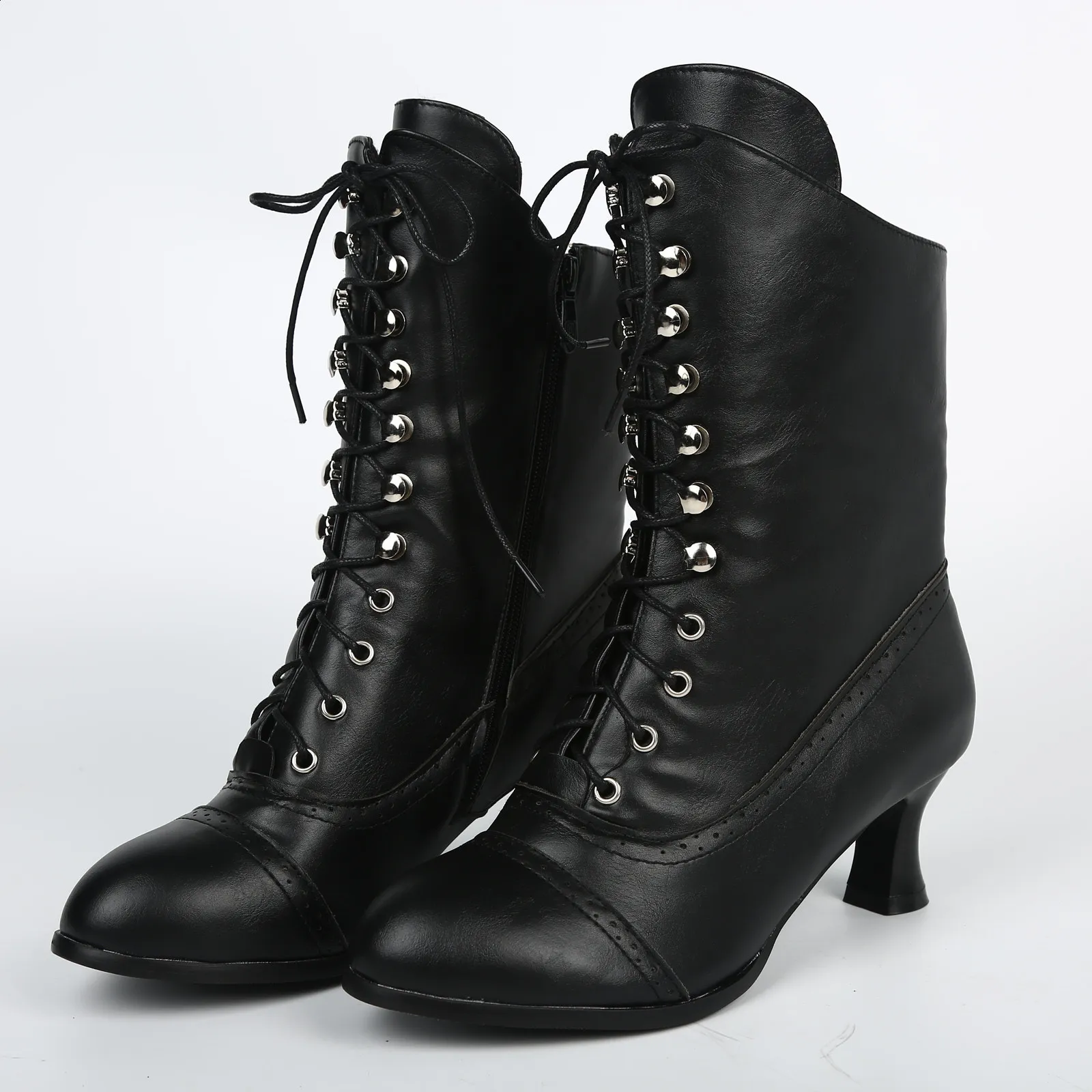 Primavera Inverno Donna Décolleté Qualità Lacci Europei Signore Pu Tacchi Alti Stivali Scarpe Donna Stivaletti 240830_voghion.com