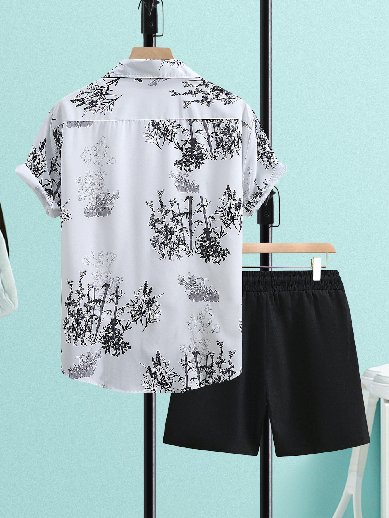 Herrenbekleidung Kurzarmhemd Shorts Anzug Herrenhemd Hose Sommer 2024 neue grenzüberschreitende Mode Außenhandel Herrenbekleidung_voghion.com