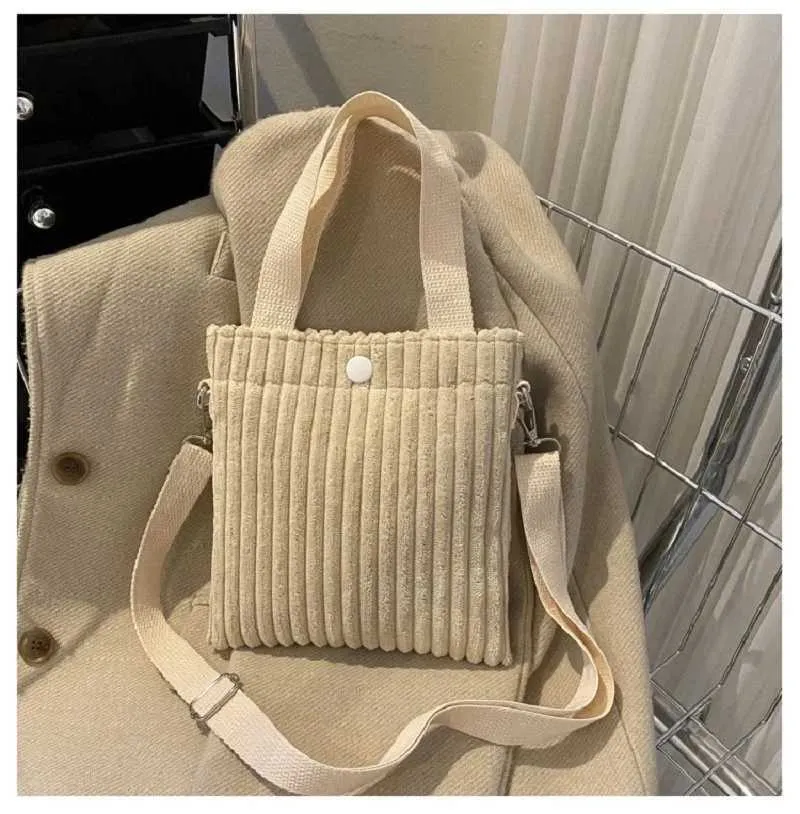 Mini Tote Donna Velluto a Coste Cerniera Primavera Estate Nuova Moda Borsa a Mano Borsa a Tracolla Singola Borsa a Tracolla Piccola 2024C241022_voghion.com
