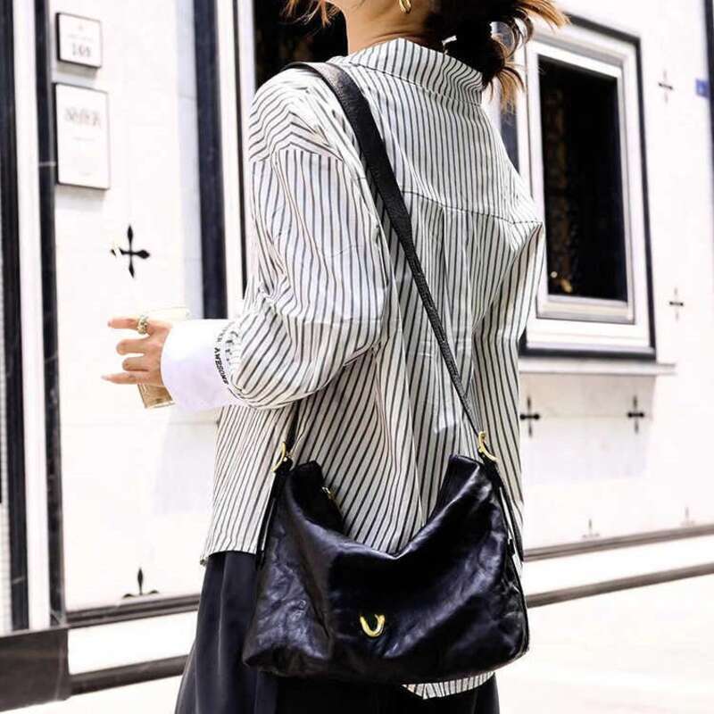 Fréijoer / Summer Schëller Armpit Tote, High-End, Geméis Tanned Lieder_voghion.com