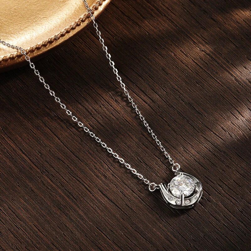 Knobspin 1ct Round Moissan ite Pendant gra Certified Lab Diamond Necklaces for Women Wedding Jewelry Sterling Silver Necklace_voghion.com