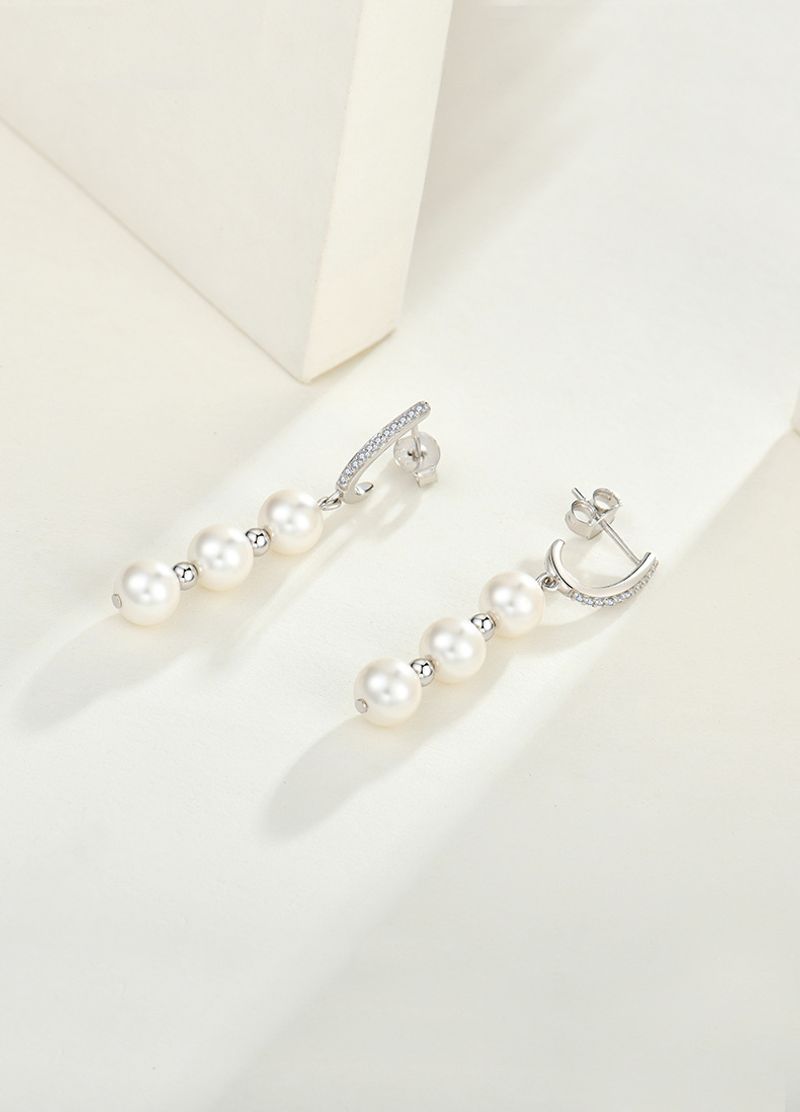 Orecchini di perle sterg ganci per le orecchie leggeri 7mm conchiglia bianca perla argento gioielli_voghion.com