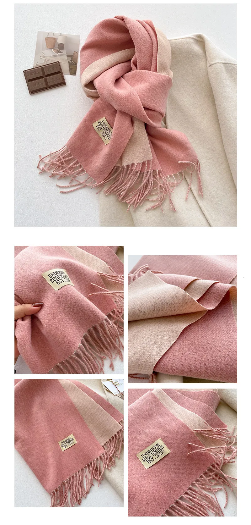 Sciarpa da donna in cashmere, 100% lana, calda e morbida, tinta unita, invernale, collo scialle 241007_voghion.com