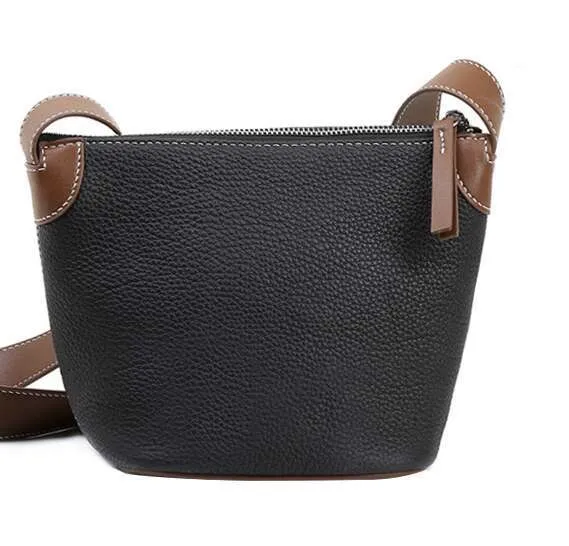 Urban Simple Leather Bucket Bag One Shoulder Messenger Style_voghion.com
