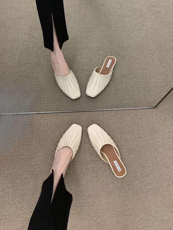Ciabatte estive da donna, pantofole Ca Saul, scarpe basse con punta quadrata, comode e alla moda, da infilare, da donna, all'aperto, di alta qualità_voghion.com
