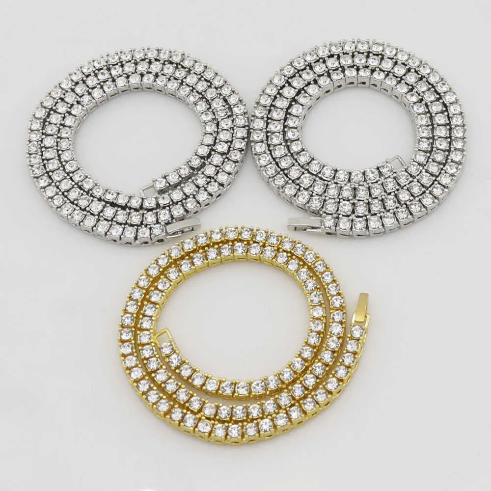 Collier hip-hop à une rangée 3 mm 4 5 mm chaîne de tennis en diamant pour hommes et femmes Bijoux de chaîne de tennis_voghion.com