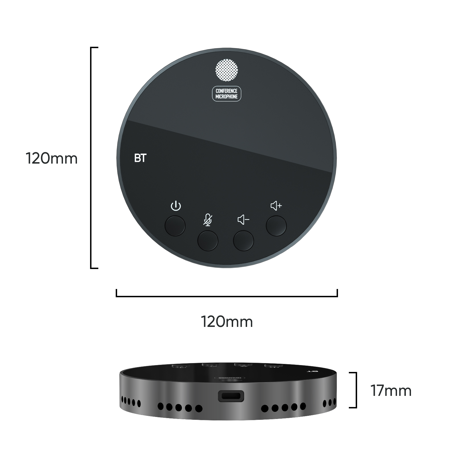 Microfono vivavoce per conferenze USB da tavolo BT Microfono per computer a condensatore omnidirezionale a 360° Funzione mute/volume con altoparlante_voghion.com